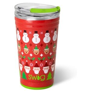 Festive Red Swig Tumbler with Holiday Design